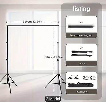 ana şəkli çəkmək: Foto/video fonu üçün portativ fon stendi dəsti – 7×7 ft (təxminən — 2