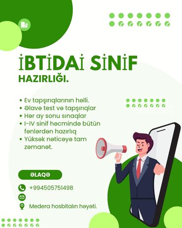 репетитор начальных классов в баку: Məktəbəqədər və ibtidai sinif hazırlığı, Azərbaycan dili, Evə gəlməklə