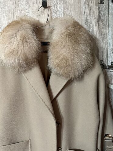 зимние джинсовые куртки женские: Пальто, Осень-весна, Кашемир, По колено, Без подкладки, L (EU 40)
