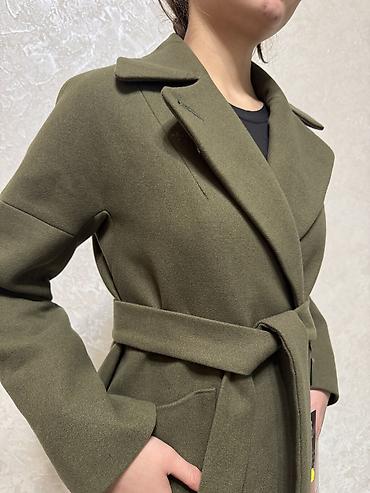 zara l: Пальто, Осень-весна, Кашемир, По колено, С поясом, 2XL — 10