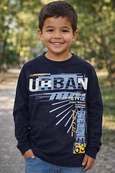 ucuz kask: Uşaq köynəyi – uzunqol, qara-mavi rəngdə - Ön hissədə böyük “URBAN” və — 1