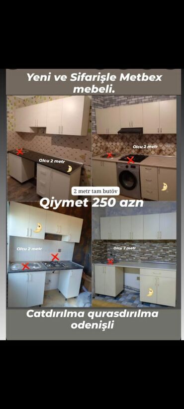 Paltaryuyan maşınlar: 🟣Metbex mebeli 🟣 *Qiymet *250azn🟣* 🟣Ölçü 2 metr. 🟣 *Ust hisse hun 70