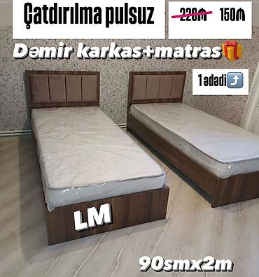 - Tək nəfərlik çarpayı - Ölçü: 90 sm x 2 m - Dəmir karkas + lalafo.az -da - Tək nəfərlik çarpayı - Ölçü: 90 sm x 2 m - Dəmir karkas +