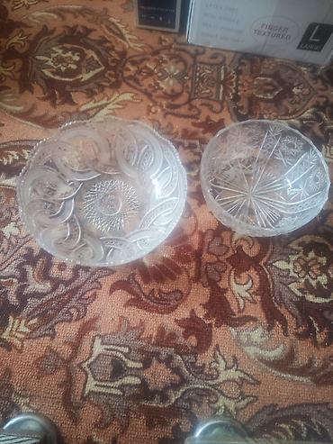 dish sets: Набор из 2 стеклянных/хрустальных салатниц (розеток) с гранёным — 1