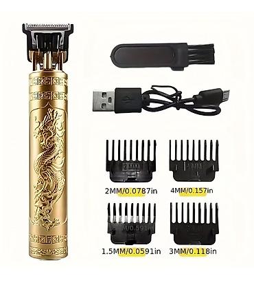 USB-doldurulan saç-saxlayıcı/treimmer seti - Metal gövdəli, qızılı