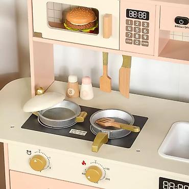 детский кухонный набор: Деревянная детская игровая кухня с аксессуарами - Материал: дерево с — 3