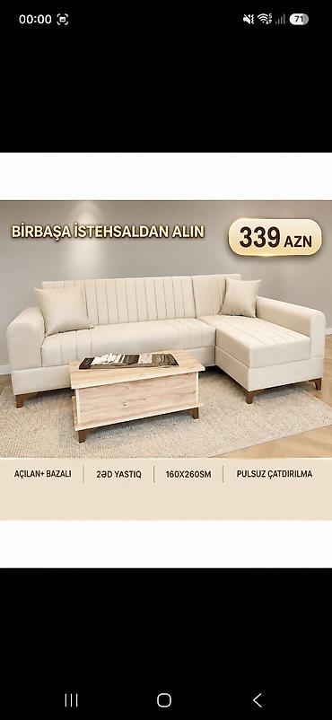 ekran sekilleri 3d: Məhsul: Künc divan (açılan və bazalı) - Rəng: krem/bej ton - Ölçü — 1