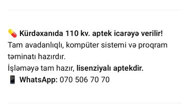 xacmaz emlak: Kürdəxanıda 110 kv.m sahəyə malik aptek icarəyə verilir. Obyekt tam
