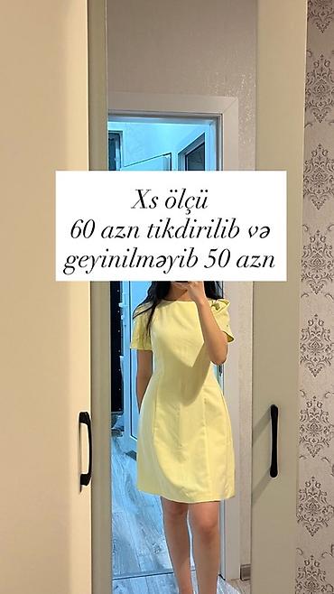 qadın ucun donlar: XS ölçülü, açıq sarı rəngdə qadın donu. Qısa ətəkli, qısa qol, beldən — 1