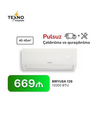 Kondisionerlər: Kondisioner 40-45 kv. m, Split sistem, Kredit yoxdur, Pulsuz quraşdırılma