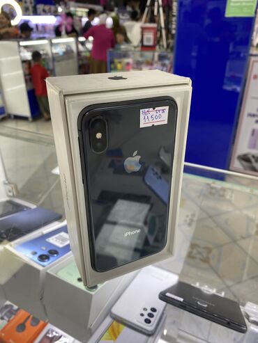 телефон китайский: IPhone X, Б/у, 64 ГБ, Черный, Защитное стекло, Чехол, Кабель, В рассрочку, 76 %