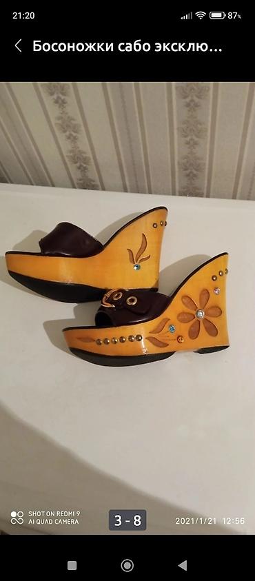 Босоножки, сандалии, шлепанцы: Босоножки Сабо эксклюзивная модель, натуральная кожа, деревянная — 3