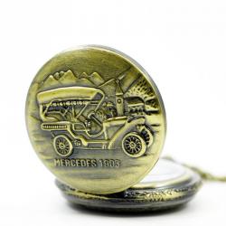 Ručni satovi: Elegantan, predivan džepni sat sa gravurom starinskog mercedes — 2