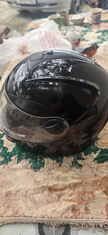 kardan balans: DFG motosiklet dəbilqəsi – tam üz vizorlu, parlaq qara rəng — 6