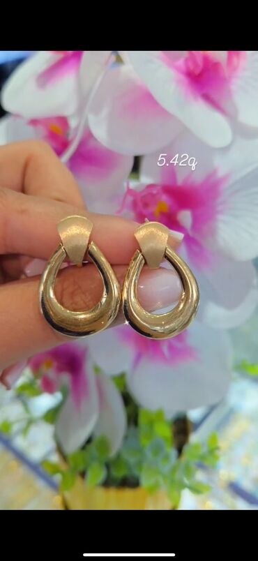 Sırğalar: Sırğa, Sarı qızıl, 585 Əyar, 123 g, Ödənişli çatdırılma, Ünvandan götürmə — 9