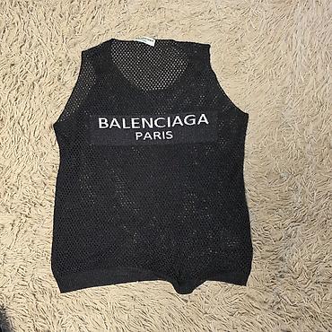 Жилеты, безрукавки: Безрукавка сетчатая Balenciaga Paris, черная. - Модель: трикотажный — 1