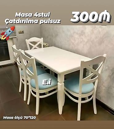 restoran stullari: Mətbəx üçün, Yeni, Açılmayan, Dördbucaq masa, 4 stul — 2
