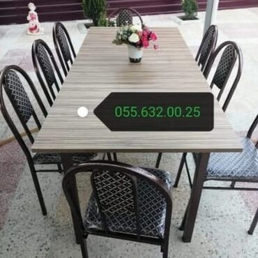 Bağ, çöl masa və oturacaq dəstləri: Yeni, Kvadrat masa, 4 stul, Açılan, Stullar ilə, Metal, Azərbaycan — 7
