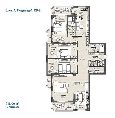 Батирлерди сатуу: 5 бөлмө, 218 м², Элитка, 7 кабат, ПСО (өз алдынча бүтүрүү) — 2