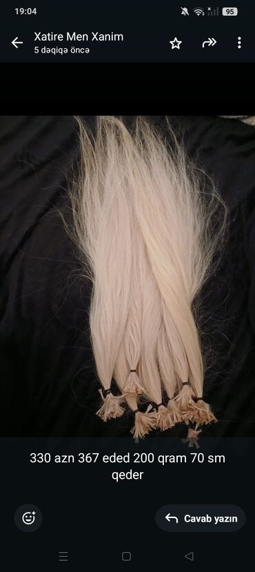 Təbii saçlar, pariklər: Sac satilir. tebii. uzunluq 70 sm wekildeki kimidi. qivirciq — 8