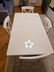 tek stullar: Для кухни, Б/у, Раскладной, Прямоугольный стол, 4 стула