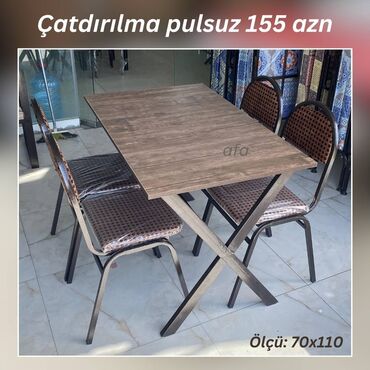 Divan və masa dəstləri: Restoran, kafe, bağ, mətbəx və s üçün masa destleri Masa + 4 Stul 155