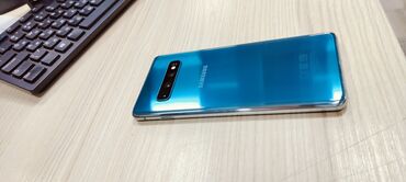 ilkin odenissiz telefonlar: Samsung Galaxy S10, 128 GB, rəng - Göy, Barmaq izi, Simsiz şarj, Face ID