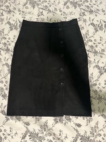 crna kožna suknja kombinacije: M (EU 38), Midi, bоја - Crna