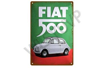 krovni kofer za auto: Dekorativna metalna retro tablica - FIAT 500 Dekorativna metalna