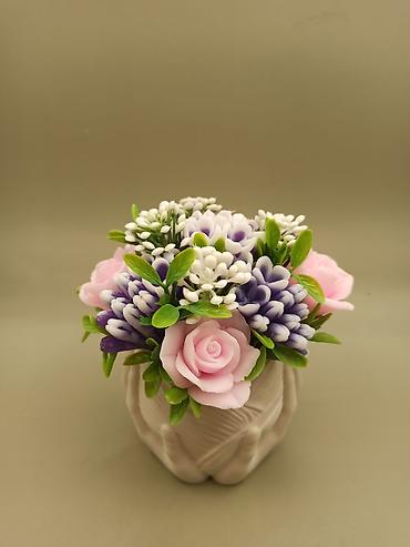 Декоративные цветы: Декоративные мини-букеты ручной работы в кашпо - Композиции из — 1