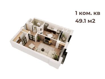 Долгосрочная аренда квартир: 1 комната, 49 м², Элитка, 4 этаж, ПСО (под самоотделку)