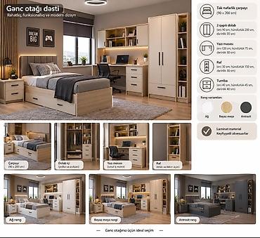 Gənc otağı dəsti – rahatlıq, funksionallıq və modern dizayn Dəst