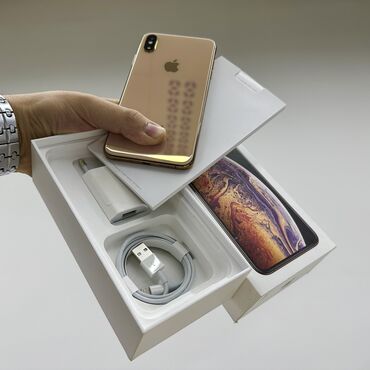 Apple iPhone: IPhone Xs Max, Новый, 64 ГБ, Золотой, Зарядное устройство, Кабель, Коробка, 100 %