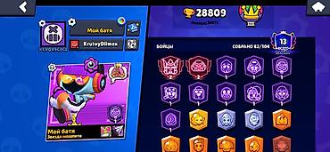 game club: Игровой аккаунт Brawl Stars Основные параметры: - Кубки: 28 809 — 1