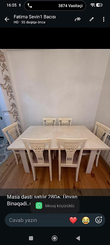 Masa dəsti satılır 280₼. Ünvan Binəqədi. 6422. Fatimə99 lalafo.az -da Masa dəsti satılır 280₼. Ünvan Binəqədi. 6422. Fatimə99