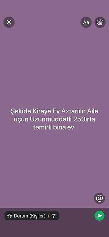 kiraye evler bileceri: Axtarış: Şəkidə ailə üçün uzunmüddətli kirayə mənzil. Tələblər: - — 1
