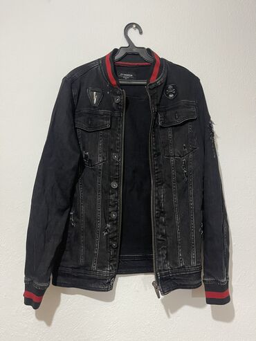 куртка джинсовая с мехом: Джинсовая куртка, Осень-весна, 5XL (EU 50)