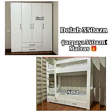 çarpaylar: Oğlan və qız üçün, Yeni, 2 təknəfərlik çarpayı, Dolab — 1