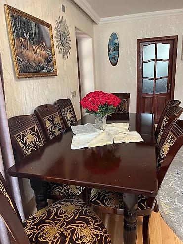 işləmiş kuxna mebili: Yemək otağı üçün klassik stol-stul dəsti - Dəst: 1 ədəd iri yemək — 3