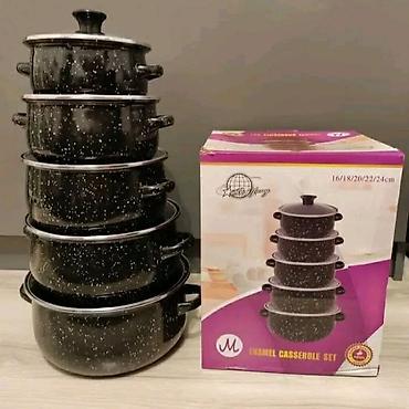 cubix mini tupperware: Elegantni SERPI crni emajl set – 5 delova ✨ Kuvanje sa stilom! — 1