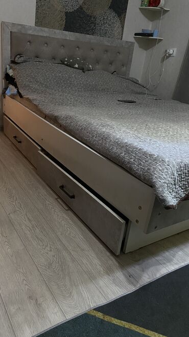 двуспальная кровати: Эки кишилик керебет, Колдонулган, Without a mattress, узуну - 200 см
