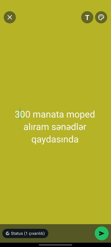 Motosikletlər: 300 manat civarında sənədləri qaydasında olan moped alıram 49kb