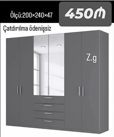 dolab yigilmasi: Mebel: Geniş paltar şkafı Ölçü: 200 × 240 × 47 sm Rəng: Tünd boz — 1