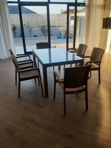 metbex stolu qiymeti: Balkon üçün, Açılmayan, Dördbucaq masa, 6 stul