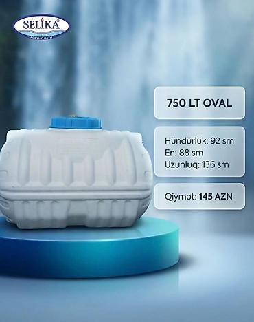 Baklar və çənlər: Şimşek brendinin polietilen su anbarları - Həcm variantları: 750 lt — 56
