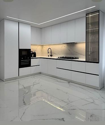 Кухонные гарнитуры: Кухонный гарнитур, цвет - Серый, МДФ — 21