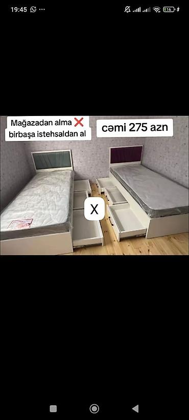 Çarpayılar: Tək nəfərlik çarpayı – saxlama çekmecəli model - Material: ağ rəngli — 1
