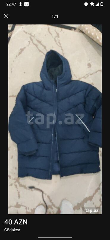спортивные костюмы в баку: Qış üçün isti kapüşonlu gödəkçə. - Rəng: tünd göy - Model: şişmə