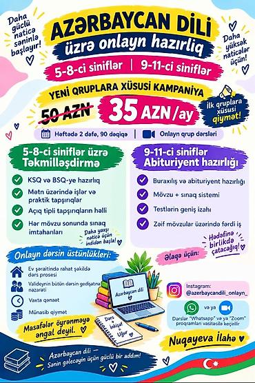 Repetitor, Azərbaycan dili, Abituriyent hazırlığı lalafo.az -da Repetitor, Azərbaycan dili, Abituriyent hazırlığı