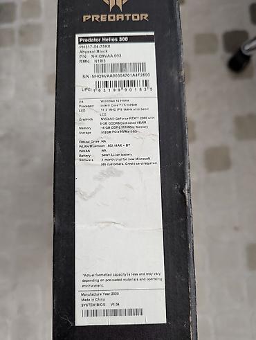 Ноутбуки и аксессуары: Acer Predator Helios 300 (PH317-54) oyun noutbuku Əsas xüsusiyyətlər — 7